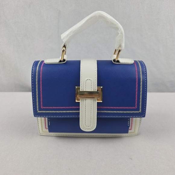 NWT Blue and White Women's Crossbody Handbag Multiple Compartments - Picture 6 of 11